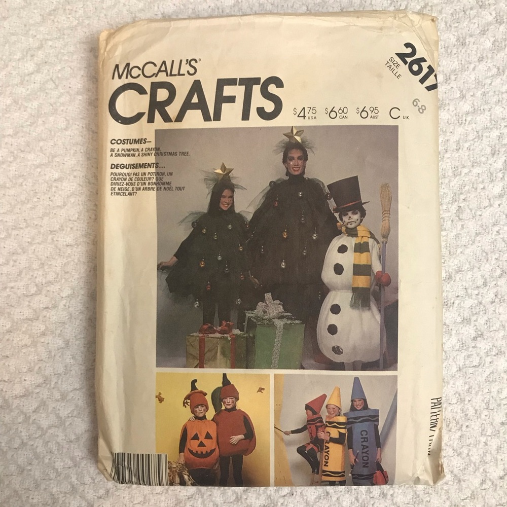 McCall’s Crafts Costumes Patterns 2617 Crayon, etc